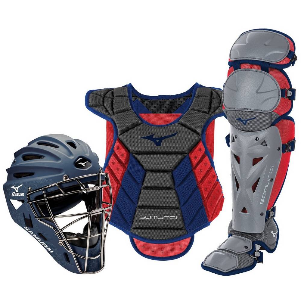 Mizuno Women's Samurai Boxed Catcher’s Gear Set (14-15") Navy/Red (380421-FWJ)